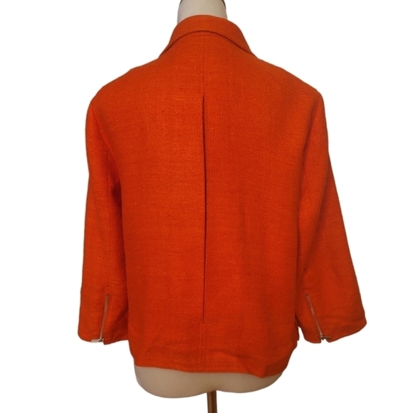Eccoci Orange 100% Silk Linen Textured Jacket Size 12 - Picture 2 of 6